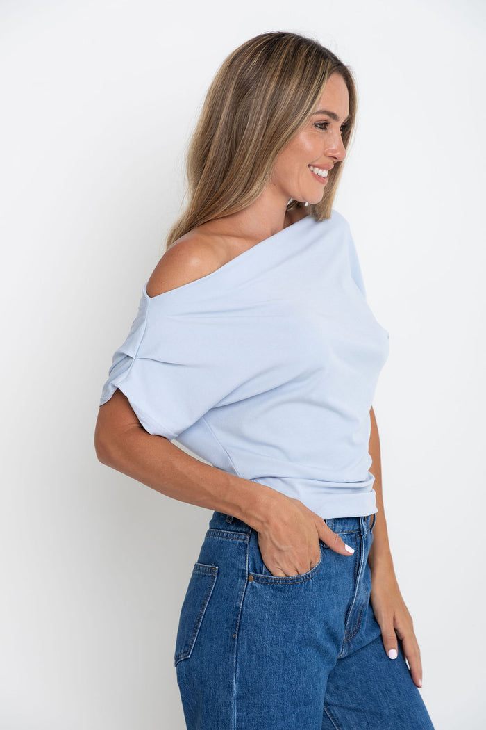Jaimie Off-The Shoulder Top - Light Blue - The Self Styler