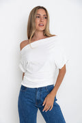 Jaimie Off-The Shoulder Top - White - The Self Styler