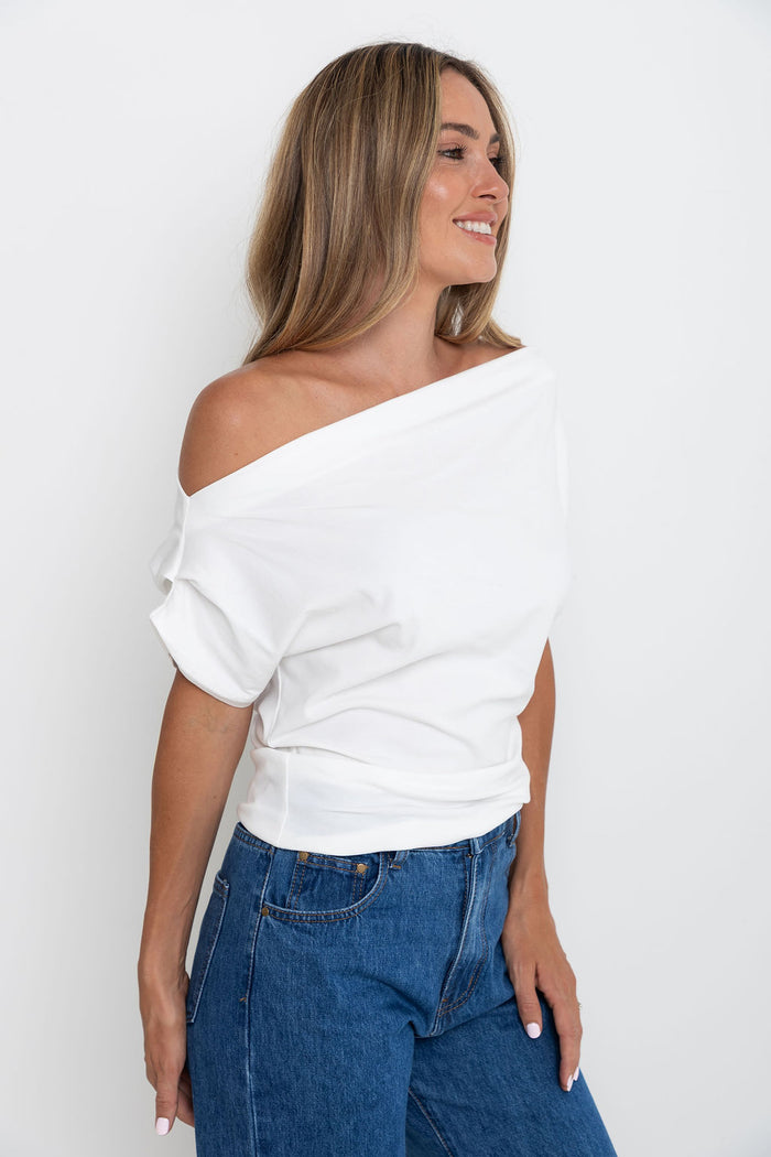 Jaimie Off-The Shoulder Top - White - The Self Styler
