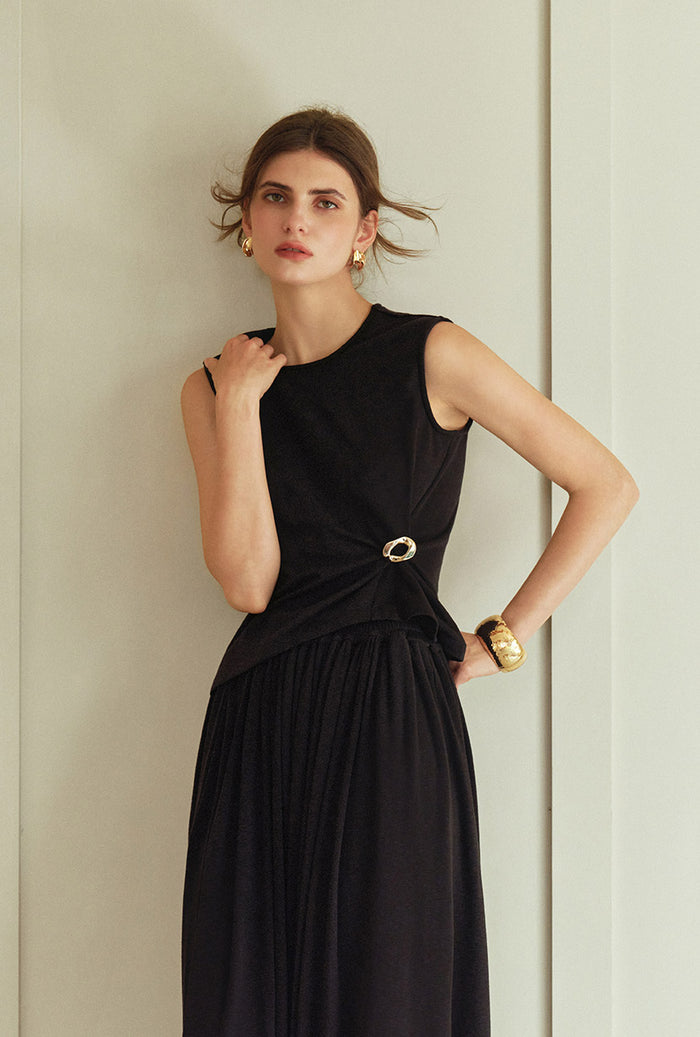 Petite Studio's Jeevan Jersey Cotton Top in Black