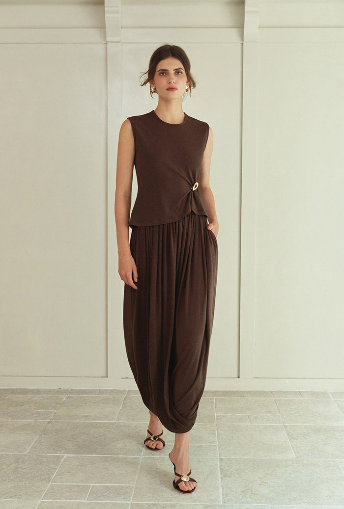 Petite Studio's Jeevan Jersey Cotton Top in Chocolate