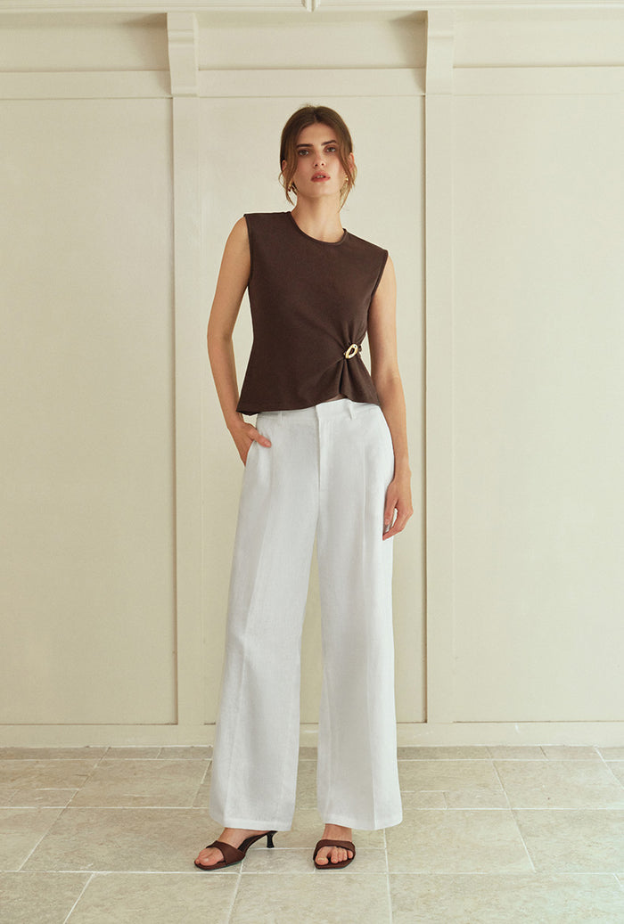 Petite Studio's Jeevan Jersey Cotton Top in Chocolate