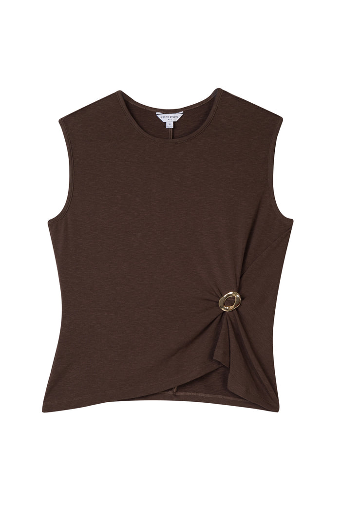 Petite Studio's Jeevan Jersey Cotton Top in Chocolate