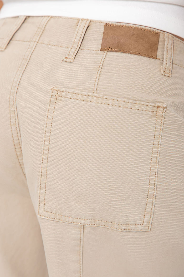 Jordyn Barrel Cargo Denim Jeans - Sand Beige