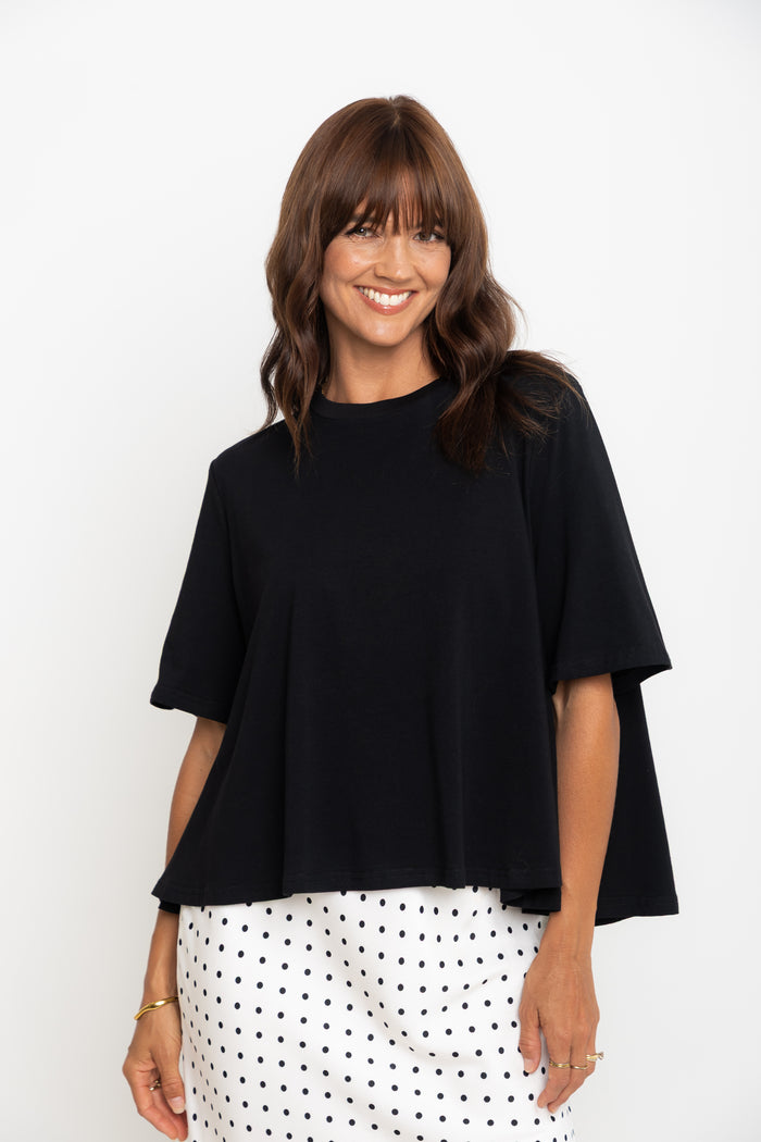 Jude Cotton Swing Tee - Black - The Self Styler