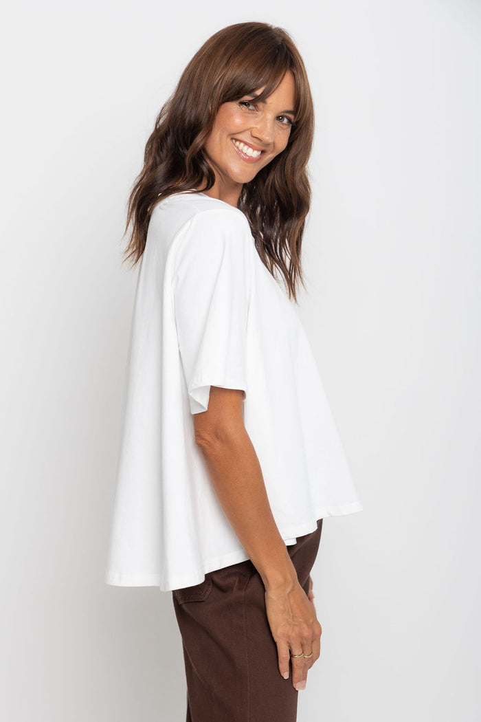 Jude Cotton Swing Tee - Ivory White - The Self Styler
