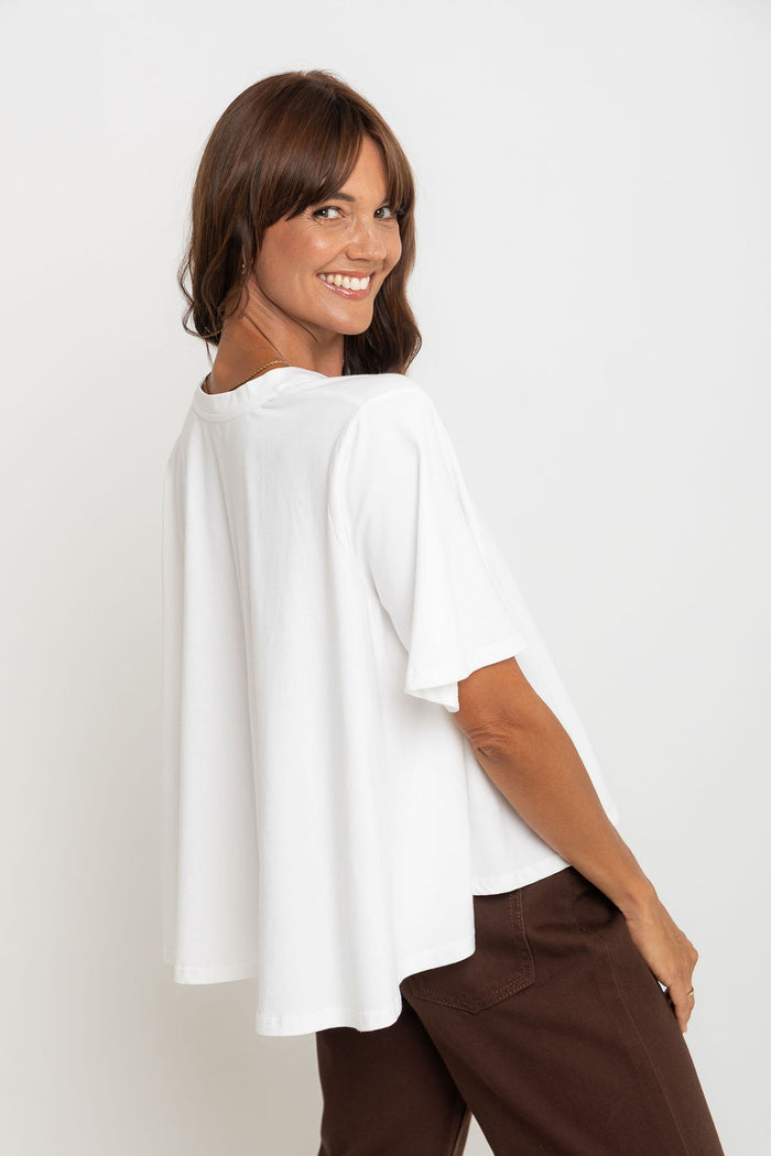 Jude Cotton Swing Tee - Ivory White - The Self Styler