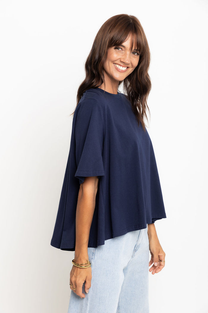 Jude Cotton Swing Tee - Navy - The Self Styler