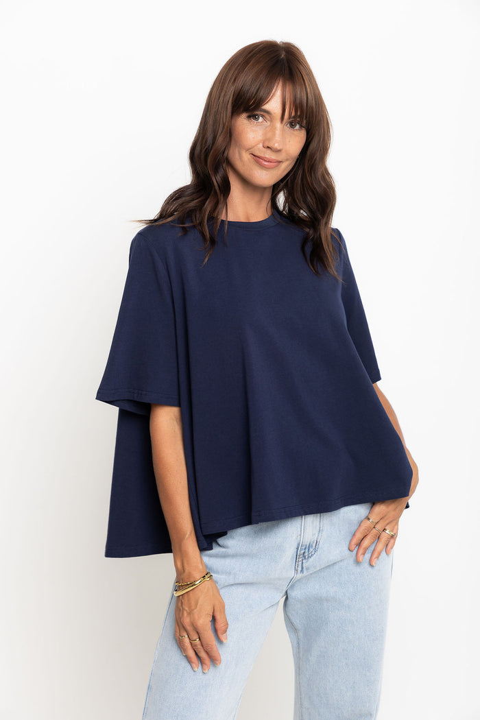 Jude Cotton Swing Tee - Navy - The Self Styler