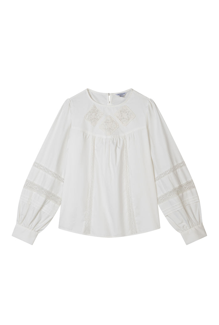 Petite Studio's Julian Appliqué Cotton Blouse in Ivory