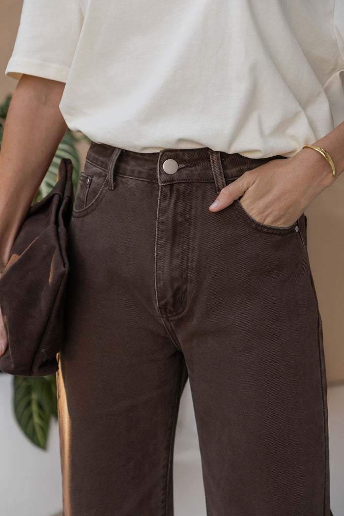 Kai Straight-Leg Denim Jeans - Chocolate Wash