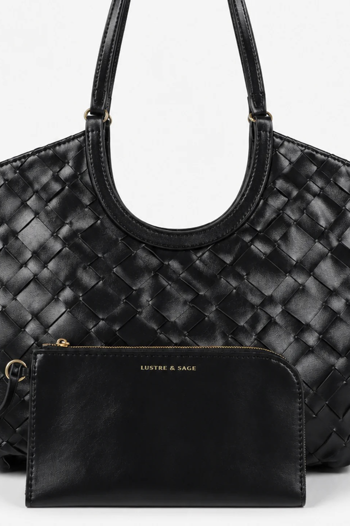 Kaia Woven Tote Bag - Black