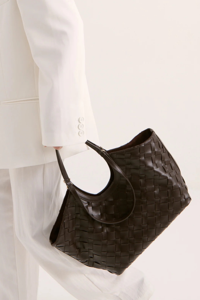 Kaia Woven Tote Bag - Chocolate