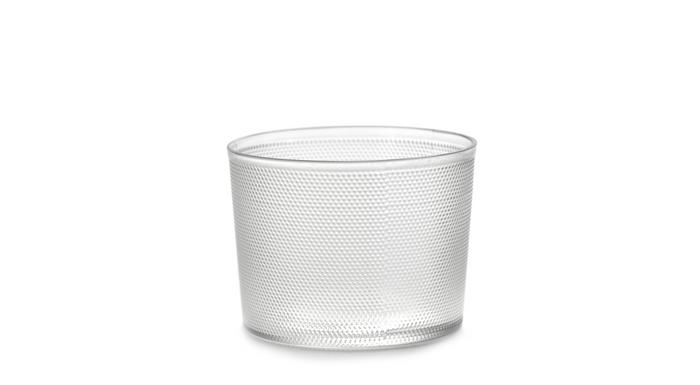 La Nouvelle glass tumbler, clear textured glass cup with fine dotted pattern
