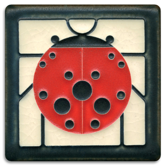 Ladybug 4x4 art tile handmade by Motawi in Ann Arbor, Michigan.