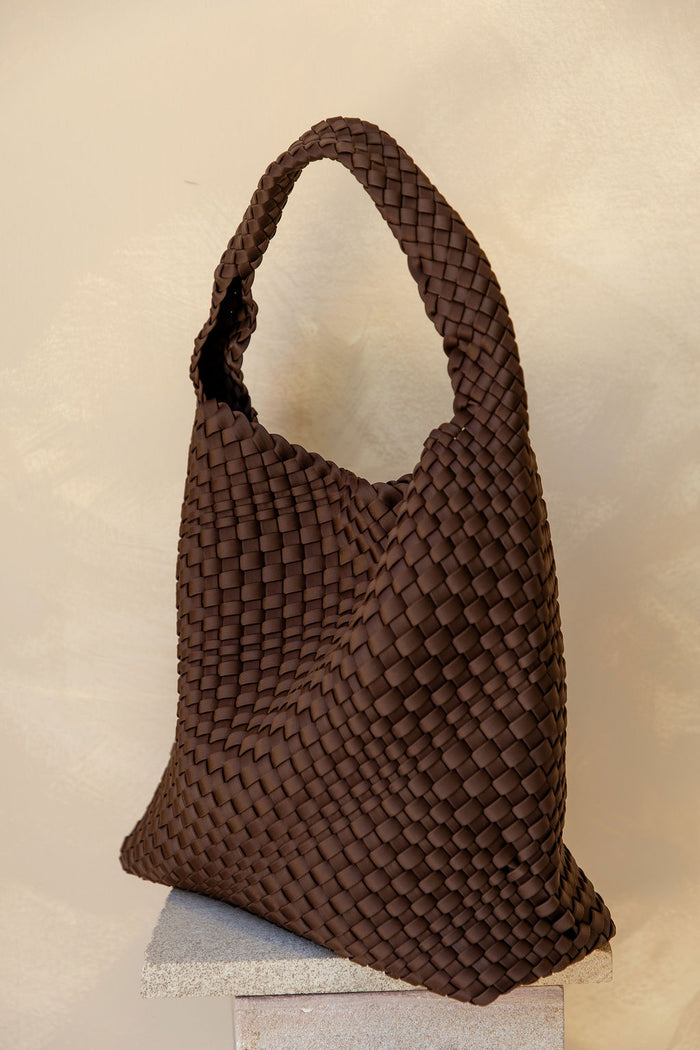 Layla Woven Tote Bag - Chocolate - The Self Styler