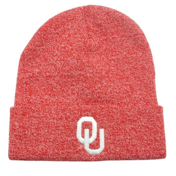 Legacy University of Oklahoma OU embroidered logo beanie hat, soft knit with Oklahoma Sooners team branding and embroidered logo.