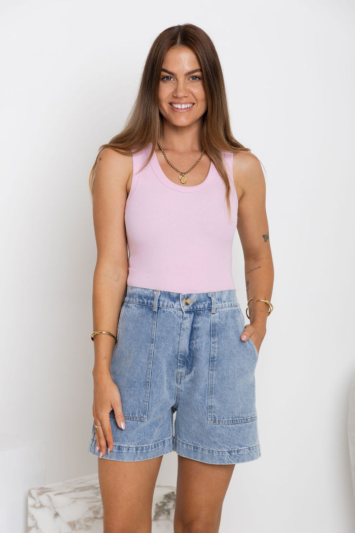 Leni Scoop Tank - Pink - The Self Styler
