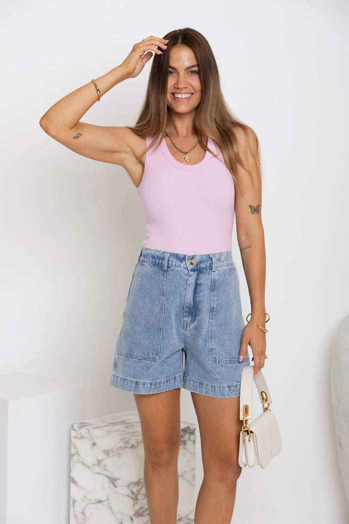 Leni Scoop Tank - Pink - The Self Styler