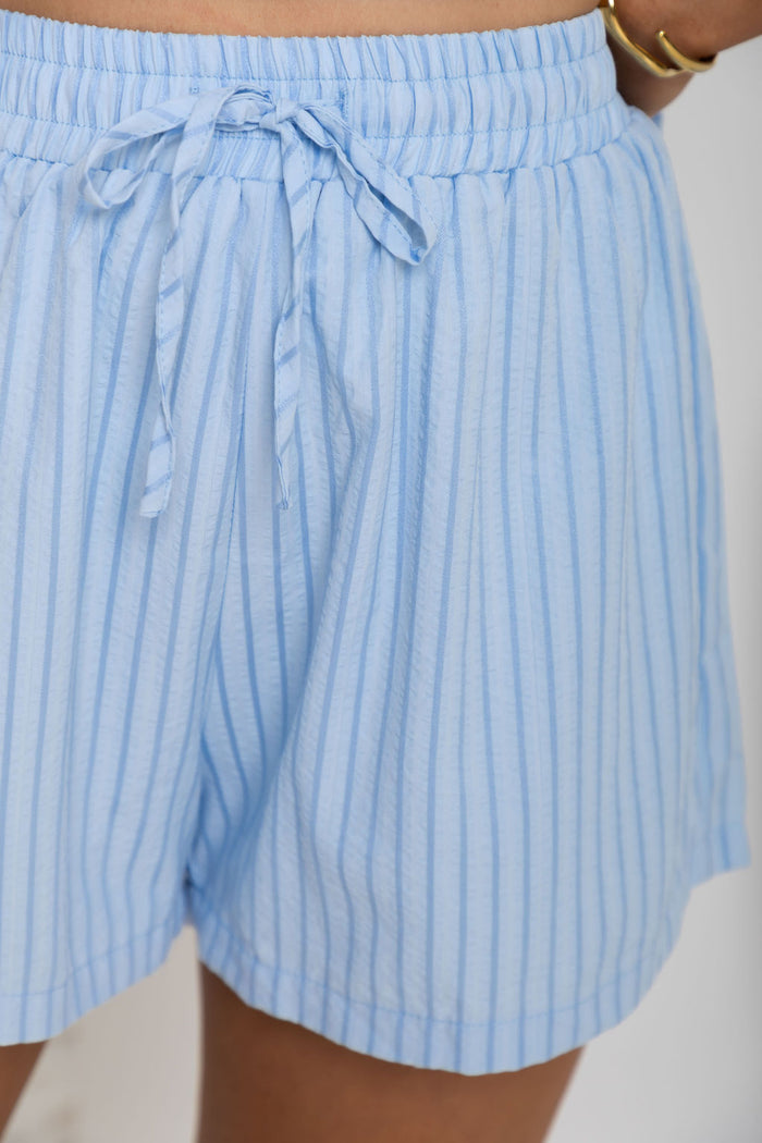 Lennon Stripe Shorts - Blue - The Self Styler