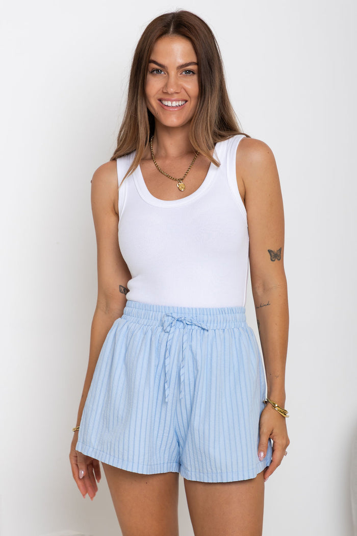 Lennon Stripe Shorts - Blue - The Self Styler