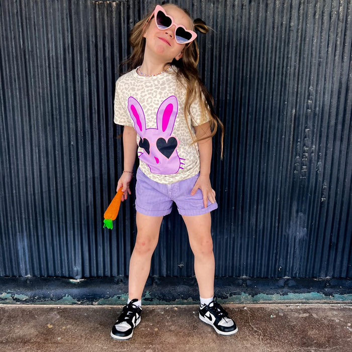 {LILAC BUNNY} Youth + Adult Natural Leopard Crew Neck Tee