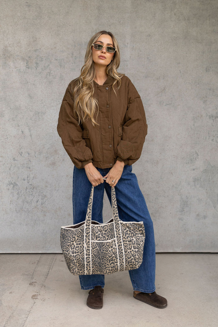 Lola Cotton Tote Bag - Leopard Print