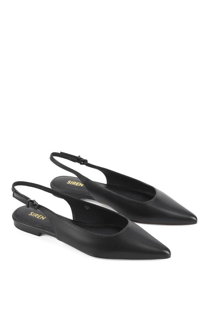 Lola Sling Back Flats - Black Leather