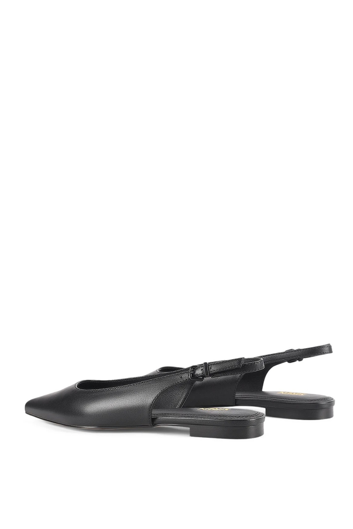 Lola Sling Back Flats - Black Leather