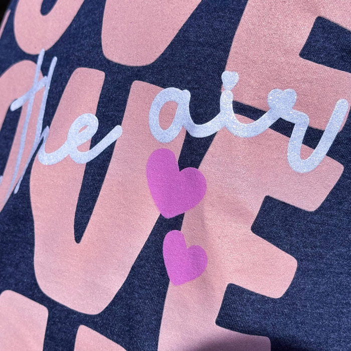 {LOVE IS IN THE AIR} Baby Pink + Glitter Heather Navy Crew Neck Tee