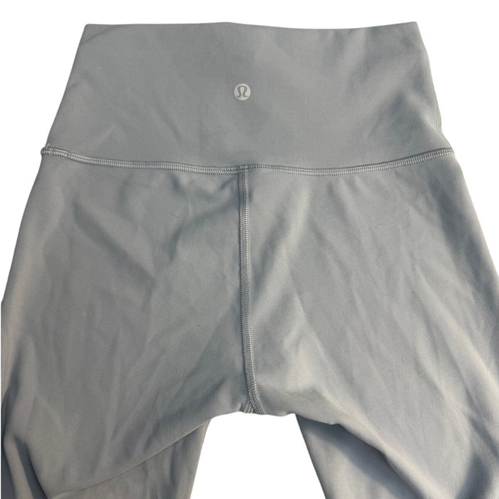 Lululemon Align High-Rise Crop Leggings in Pastel Blue, size 4, with a smooth waistband and fitted design.