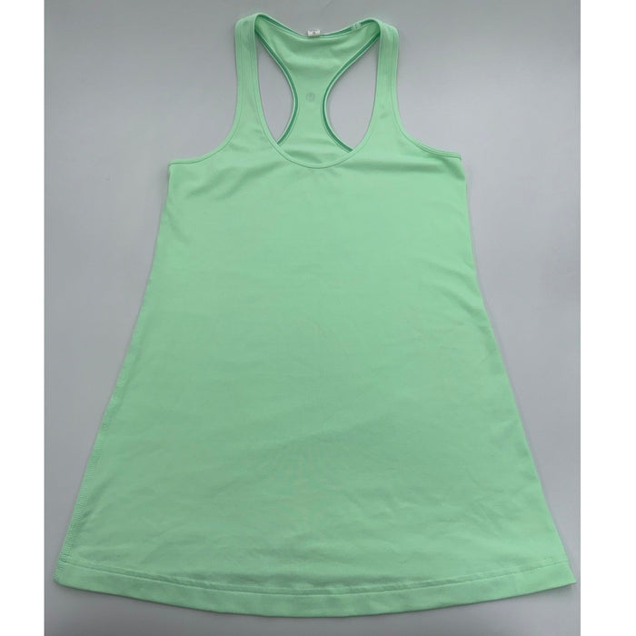 Lululemon Cool Racerback short tank top made of Nulu fabric, lightweight and comfortable, worn by a woman in a casual setting.