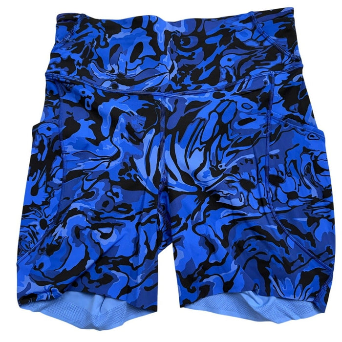 Lululemon Fast and Free high-rise shorts with 6-inch inseam and pockets in blueprint color, women's size 8, new with tags.