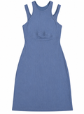 Lululemon ribbed cotton-modal cut-out dress for women, size 4, featuring ribbed texture and stylish cut-out design.