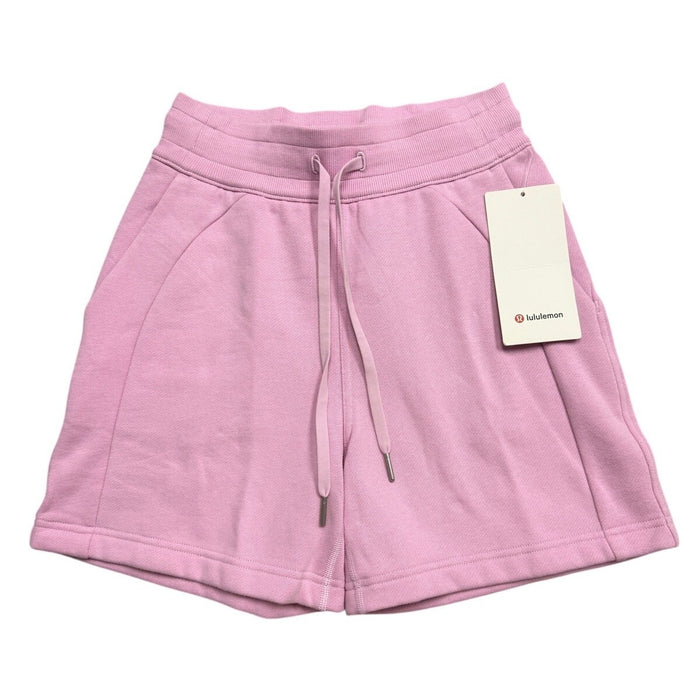 Lululemon Scuba High-Rise Short 5-inch for women in size 2, shown in black with a high waistband and relaxed fit.