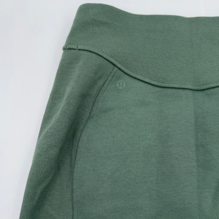 Lululemon Scuba HR Mini Skirt in high-rise stretch fabric, women's small size, shown in black on a white background.