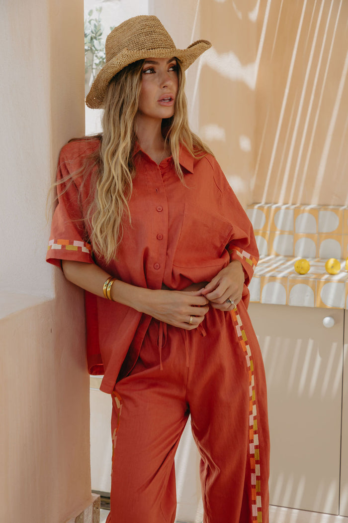 Lumi Linen Pants - Papaya - The Self Styler