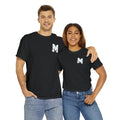 M Heavy Cotton Dark Tee front and back logos