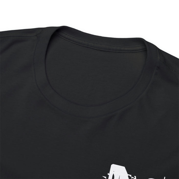 M Heavy Cotton Dark Tee front and back logos