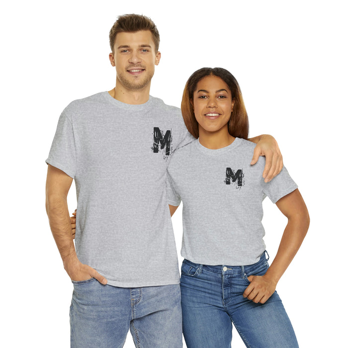 M Heavy Cotton Light Tee front and back logos
