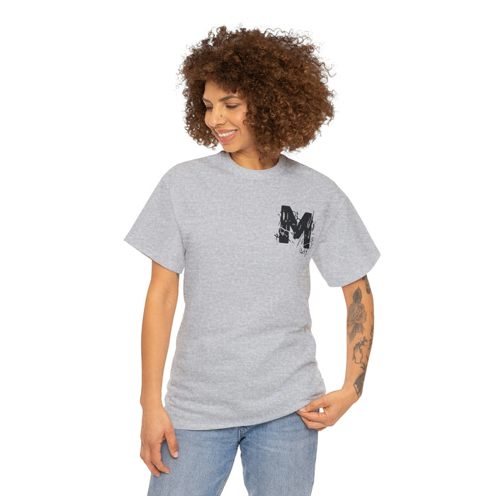 M Heavy Cotton Light Tee front and back logos