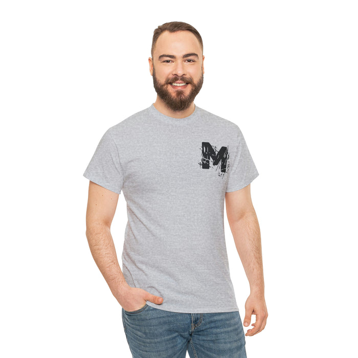 M Heavy Cotton Light Tee front and back logos