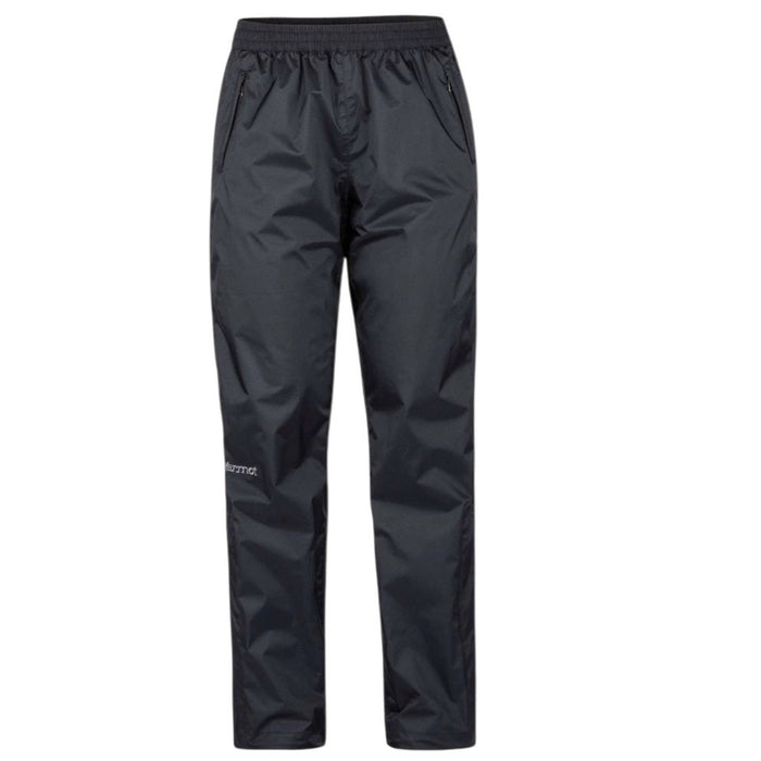 Men's Marmot waterproof rain pants in black, eco-friendly Prcp model, Men's XL, designed for outdoor wet weather conditions.
