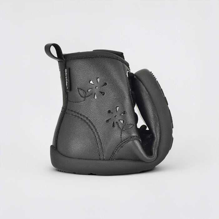 Girls Black Laced Boot - flexed