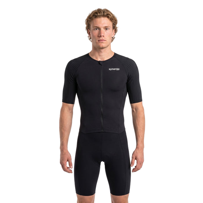 Men's Race Short Sleeve Trisuit - Kona Black - Front