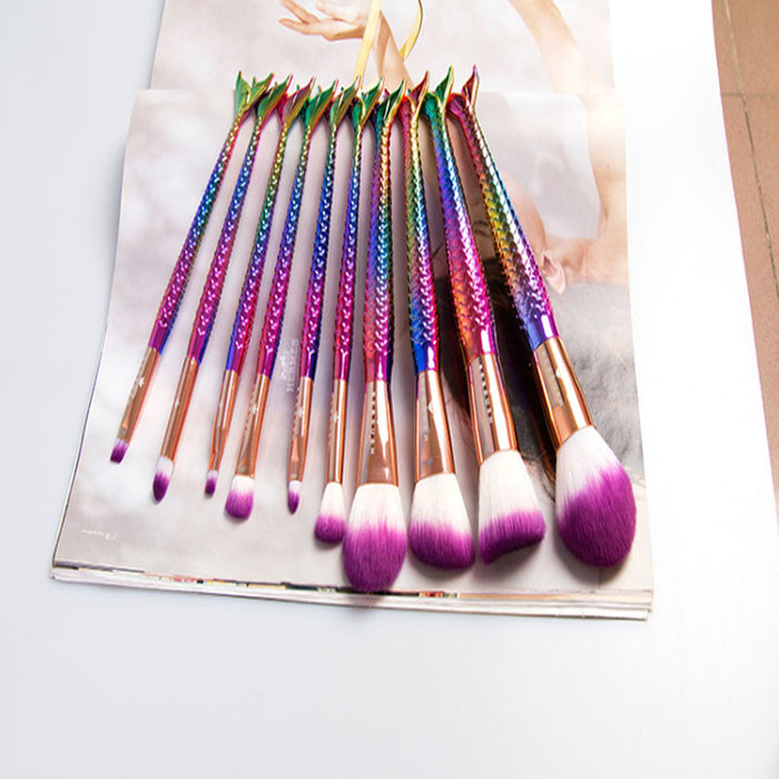 10-piece mermaid gradient makeup brush set – view 2