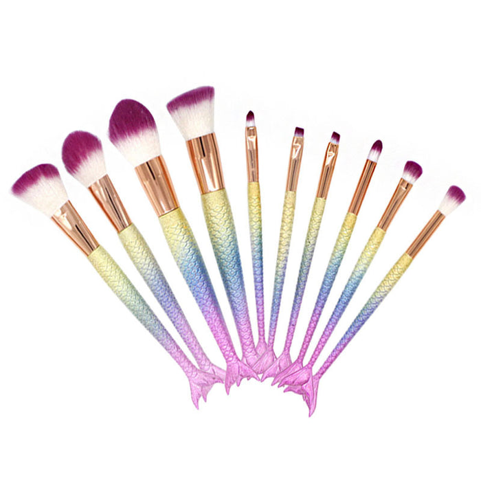 10-piece mermaid gradient makeup brush set – view 4