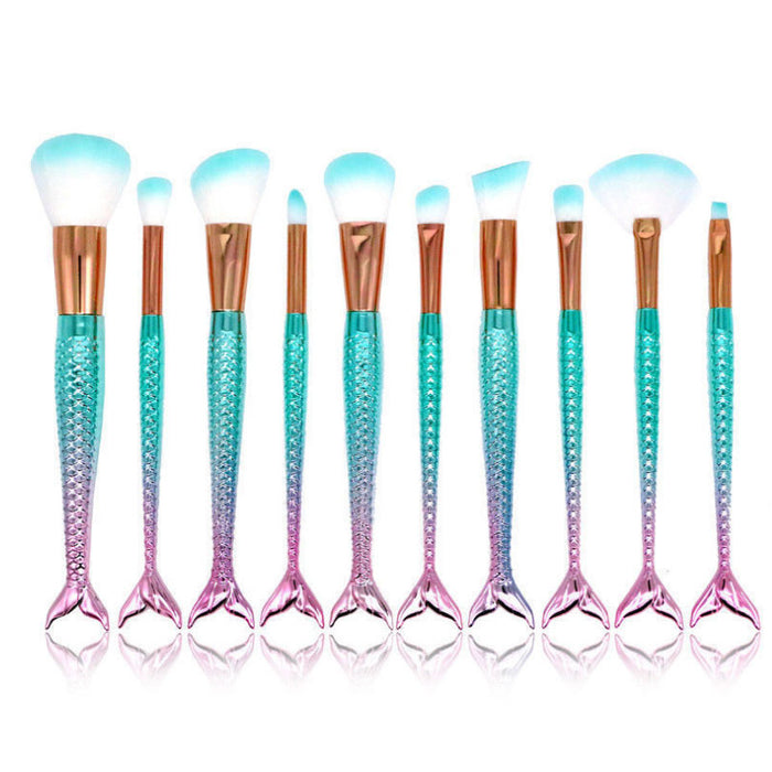 10-piece mermaid gradient makeup brush set – view 5