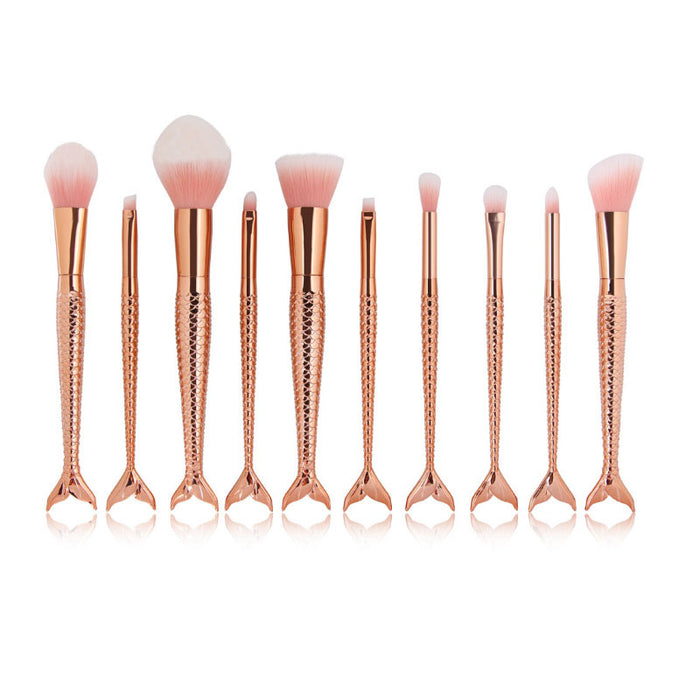 10-piece mermaid gradient makeup brush set – view 6