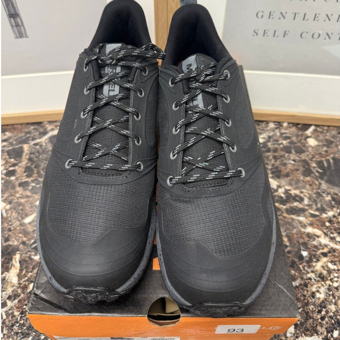 Men's Merrell Altalight Trail Running Shoes in black and rock color, size 11, with durable mesh and rugged outsole for hiking.